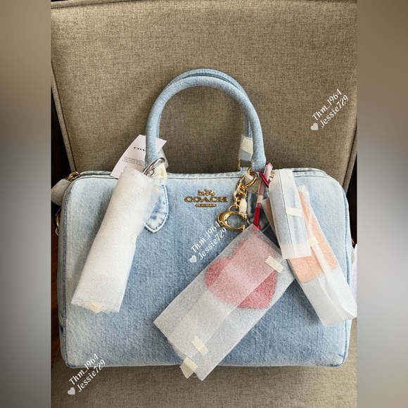 Coach Handbags - ‼️last 3‼️NWT！Coach Rowan Large Satchel In Loved Denim（CDY75）fast shipping
